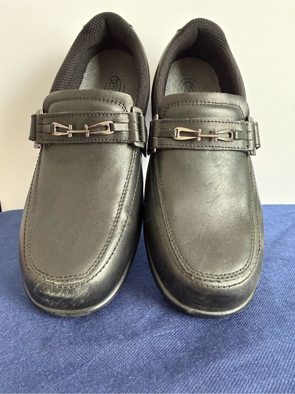 Orthofeet Black Leather Comfort Loafers Size 11 X-Wide